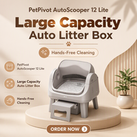 Bac à litière intelligent pour chat, autonettoyant, automatique, sans application requise, grande capacité, contrôle des odeurs, nettoyage facile, design ouvert, gris
