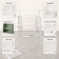 Caja de Exhibición Acrílica Transparente Personalizada con Frente Abierto, Divisores Fijos, Impresión UV de Logotipo, Organizador para Minoristas OEM