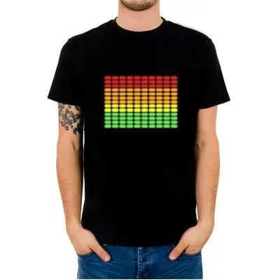 Müzik aktif EL ekolayzer gömlek özelleştirilmiş LED t-shirt