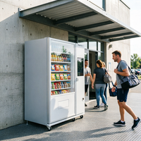 Distributeur automatique de snacks IMakeTech, capacité 300-600, système de refroidissement, écran tactile, options de paiement multiples pour aliments et boissons