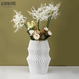 Nuevo estilo, 3D jarrón, mesa de arte, jarrón de cerámica blanco decorativo, molde para decoración del hogar, flor