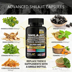 Suplementos Herbales con Musgo Marino, Aceite de Semilla Negra, Ashwagandha, Cúrcuma, Bardana, Jengibre, Cápsulas de Musgo Marino y Shilajit con Logotipo OEM - Product Image 2