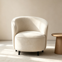 Fauteuil Incurvé Tenghang Style Crème Moderne, Chaise Longue Individuelle pour Salon, Chambre, Réception, Mobilier Nordique Wabi-Sabi