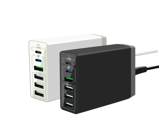 Trending Products 2025 New Arrivals 65W 6 Port USB C PD Charging Station 65W PD Charger QC3.0 Fast Mobile Phone Charger