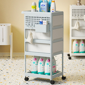 YBJ3212 Estante <span class=keywords><strong>de</strong></span> Almacenamiento <span class=keywords><strong>de</strong></span> <span class=keywords><strong>Productos</strong></span> para Bebés <span class=keywords><strong>de</strong></span> Plástico, Carrito Móvil Moderno <span class=keywords><strong>de</strong></span> Cuatro Niveles, Diseño Antipolvo, Uso en Sala <span class=keywords><strong>de</strong></span> Estar, Almacenamiento <span class=keywords><strong>de</strong></span> Latas <span class=keywords><strong>de</strong></span> Leche en Polvo - Product Image 4