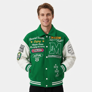 Chaqueta Bomber Varsity con Capucha y Logotipo Personalizado Bordado, Chaqueta de Béisbol Universitaria con Botones al Frente, Resistente al Viento, Estilo Urbano, de Algodón - Product Image 5