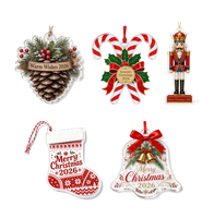 Ornement de Noël personnalisé en acrylique vierge pour sublimation, pendentif rond, cœur, carré, décoration à suspendre pour sapin de Noël, fêtes
