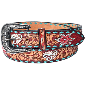 Cinturón de cuero de piel auténtica de vaca de longitud personalizada para mujer, estilo de tachuelas a mano, aleación Vintage, características rectas, logotipo de la India - Product Image 5