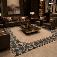 Tapis fait main Art Déco sur mesure en laine de Nouvelle-Zélande et soie de bambou pour designers, villas et hôtels
