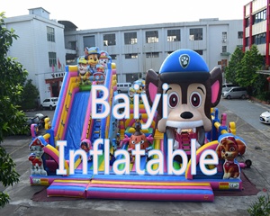 Tùy chỉnh-thực hiện yêu thích của bé lâu đài inflatable phim hoạt hình con chó chủ đề trampoline với trượt - Product Image 1