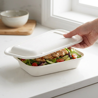 Bagasse schaal ecologisch verantwoorde afhaalschaal composteerbare voedselverpakking deksel pulp deksel voor fastfood cloud kitchen verpakkingen