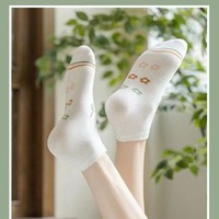 Chaussettes bateau fines mi-mollet pour femmes, motif dessin animé mignon, avec logo, taille unique, vente en gros d'usine, collection automne