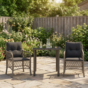 Kusimi - Juego de Jardín Contemporáneo de 3 Piezas, Sillas de Comedor de Ratán PE, Cojines, Estructura de Aluminio, Resistente a la Intemperie, para Exteriores - Product Image 3