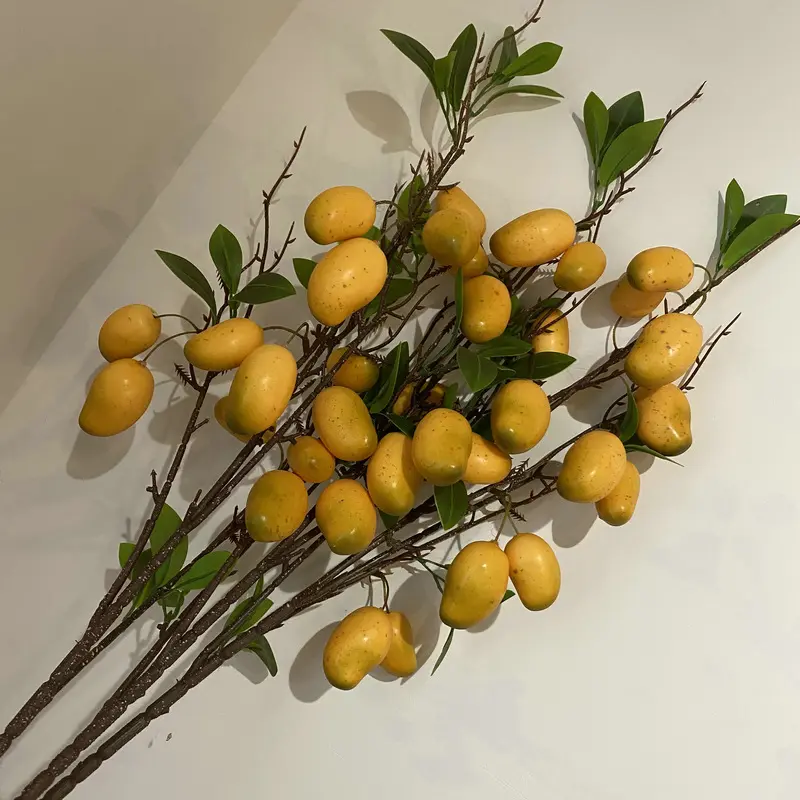 Лидер продаж amazon 2022, средние ветки, 3 вилки, растение манго, искусственные ветки ягод, разные цвета