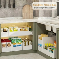 Boîte de rangement rectangulaire grande capacité en PP de qualité alimentaire, design compartimenté, pour organisation de collations et d'assaisonnements dans l'armoire de cuisine ou sur l'étagère