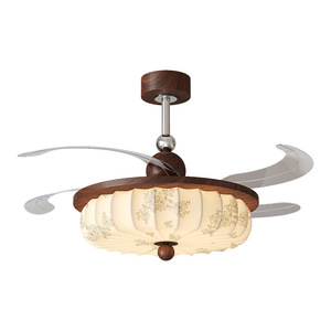 Lampes à <span class=keywords><strong>ventilateur</strong></span> vintage, luminaires de plafond pour restaurant, <span class=keywords><strong>silencieux</strong></span> en tissu imprimé esthétique rétro de la dynastie Song, couvre-lit - Product Image 5
