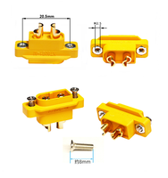 Amass-Conector de carcasa de par de montaje de tornillo montable XT60 macho y hembra a través del Panel XT60, Conector de carcasa de par de montaje, F, F, 1, 2, 2, 2, 1, 2, 2, 2