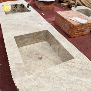Encimera de Mármol Natural Taj Mahal para Lavabo Individual y Doble, Diseño Acanalado, Alta Calidad - Product Image 1