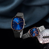 GEDI 13054 Amoureux Robe Bracelet Chaîne Cristal Quartz Montre-Bracelet Acier Inoxydable Couple Étanche Slim Homme Femme Cadeau Montre