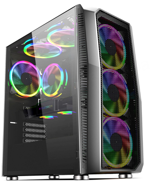 Computer Server Case Desktop Custom EATX Tempered Glass RGB Gaming PC Full Tower Metal USB Audio Ports Stock