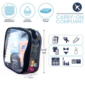 Bolsa de Maquillaje de PVC Resistente al Agua, Transparente, Aprobada para Avión, Bolsa de Viaje para Artículos de Aseo, Bolsa Transparente para Líquidos - Product Image 3
