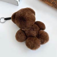 Porte-clés Ours en Fourrure de Lapin Rex, Pendentif Peluche Mignon, Breloque de Sac Douce et Moelleuse, Accessoire de Mode, Cadeau