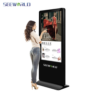Напольный рекламный дисплей SEEWORLD 43, 49, 50, 55, 65 дюймов, цифровая вывеска и сенсорный киоск для помещений