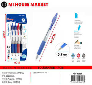 Bolígrafo Pleasy de 0.7 mm, Multicolor, 4 Piezas, para Oficina y Escuela - Product Image 1