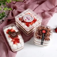 Boîte d'emballage de dessert en plastique transparent carrée personnalisée, petite, en PS, pour tiramisu, boîte à gâteau en acrylique pour biscuits