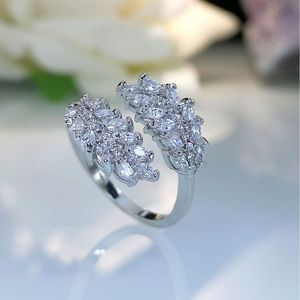 Anello Aperto a Forma di Foglia di Grano con Dettagli Scintillanti, Design Elegante, Accessori di Moda per Donne - Product Image 4