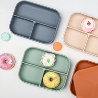 Boîte à lunch scolaire étanche à 3 compartiments pour enfants Bengo Bento en silicone avec couvercle alimentaire chauffant en silicone de qualité alimentaire