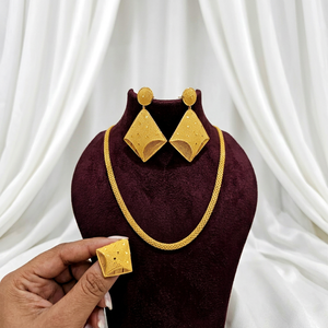 Geometric Gold Plated Alloy Necklace and Earring Set for Women Trendy Party Jewelry - Product Image 1