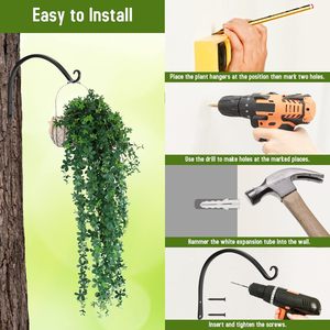 Support de plante suspendu crochets muraux cintres de plantes décoratifs pour l'extérieur suspendus mangeoires à oiseaux carillons éoliens porte-pot de plante - Product Image 3