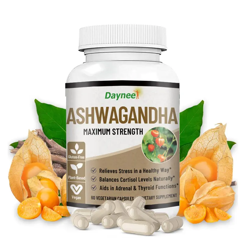 יום ashwagandha מקסימום הקפסולה להקל על הלחץ האורגני מתח תוספת שינה צמחים אורגני שיפור חסינות softgel