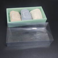 Boîte à tiroir coulissant en PET transparent avec base en papier vert menthe clair, boîte d'emballage personnalisée pour chaussettes textiles, cosmétiques et accessoires avec logo en feuille d'argent