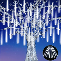 Guirlandes solaires LED effet pluie de météores pour Noël, fêtes, décoration intérieure et extérieure IP65