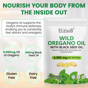 ELBBUB 120 hitungan minyak <span class=keywords><strong>Oregano</strong></span> liar kapsul Softgel suplemen makanan non-gmo minyak pendukung kekebalan tubuh dari <span class=keywords><strong>Oregano</strong></span> dengan minyak biji hitam - Product Image 3