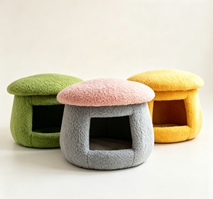 Mueble Multiusos para Mascotas con Forma de Hongo, Cueva para Gatos de Interior, Mesa de Maquillaje y Taburete para Perros Pequeños - Product Image 1