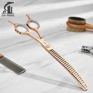 Forbici Professionali per Toelettatura Animali con Bordo Curvo a Lisca di Pesce 7.5\", Strumento per Rifinitura Fine, Sfoltimento e Tosatura di Teddy e Pomerania - Product Image 1