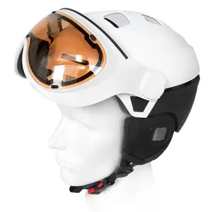 Helm Olahraga Ski dengan Visor/CE, Helm Perlindungan Keselamatan Serat Karbon + ABS + PC + EPS dengan Visor/CE