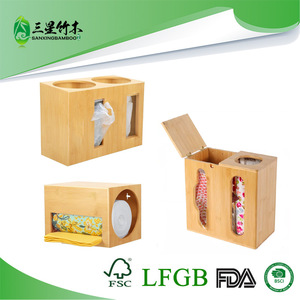 Bamboo <b>storage</b> <b>box</b>, <b>kitchen</b> plastic bag <b>storage</b> <b>box</b>, wall-mounted bag pull-out organizer, shopping bag <b>storage</b> <b>box</b> - Product Image 5