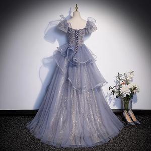 Robe de test de musique vocale Canto pour femme, performance de chant de <span class=keywords><strong>chanson</strong></span> populaire, animatrice, princesse, gris avancé - Product Image 2