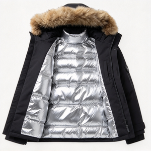 Parka Unisex Oversize Vintage con Cappuccio e Bordo in Pelliccia, Giacca Invernale Spessa e Calda, Antivento, con Patta Antipioggia, Tasche con Zip, Lunghezza Media, Personalizzabile - Product Image 2