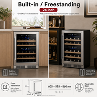 Réfrigérateur à vin C OEM 158L à porte unique, double zone de température, contrôle indépendant, pour bouteilles de vin et boissons