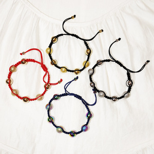 Adjustable <strong>Macrame</strong> <strong>Bracelet</strong> <strong>Beaded</strong> Jewelry with CZ Ball Handmade Stainless Steel <strong>Bracelets</strong> - Product Image 3