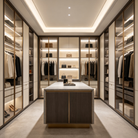 Armoire en bois moderne grande capacité personnalisable avec miroir LED et tiroirs, design autoportant pour chambre, appartement, hôtel