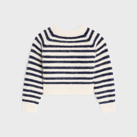 Pull court élégant pour femme en mohair et laine, motif rayé brodé avec logo, nouveau style de créateur de luxe