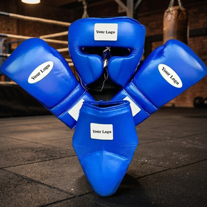 Ensemble de boxe professionnel en cuir véritable bleu personnalisé, durable et protecteur, toutes saisons, neuf, pour entraînement et sparring - Product Image 3