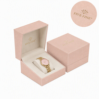 Coffret de montres Fivefine fait main de luxe en carton rouge, avec gaufrage et lamination brillante/mate pour cinq montres-bracelets