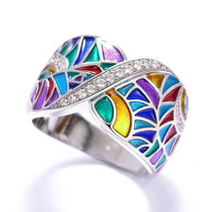 Anello Geometrico Colorato per Donne, Design in Smalto Stile Etnico, Elegante Gioiello alla Moda per Uso Quotidiano e Feste, Idea Regalo - Product Image 6